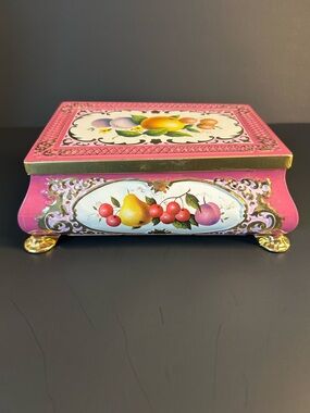 Frida & Nada Pink Decorative Jewelry Trinket Box with Fruit Motif